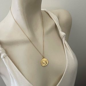 Matte gold Athena Nike reversible double sided Goddess necklace